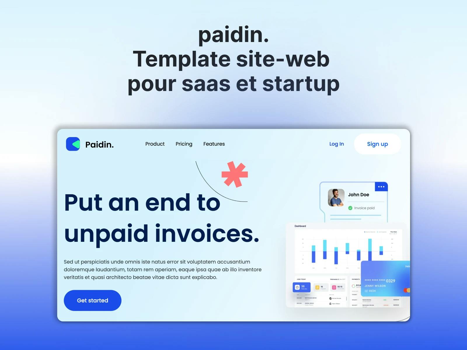 paidin template landing page saas gratuit tailwindcss startup