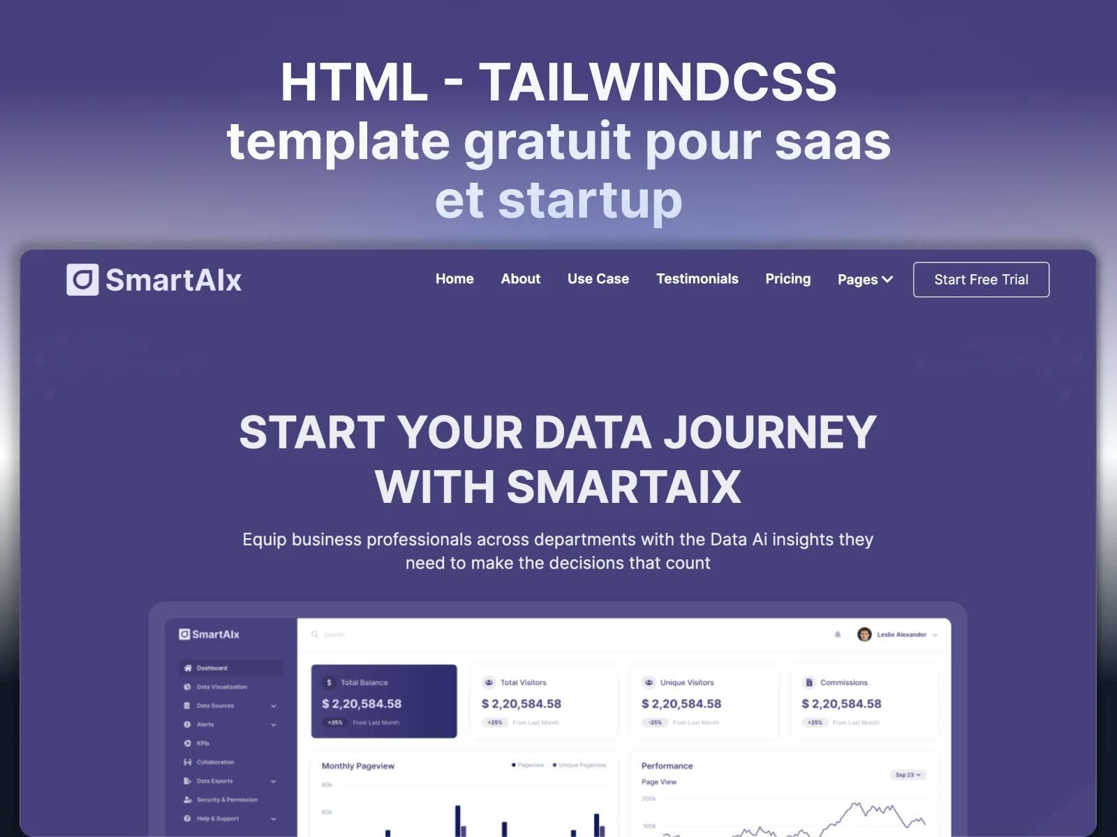smartaix template gratuit html tailwindcss saas starup